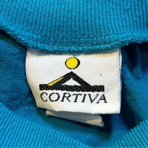 Vintage Cortiva Colorblock Bowling Top Teal Blue Size Medium - Picture 8 of 10